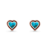 Heart Shaped Earring 8mm Twisted Rope Created Opal 925 Sterling Silver