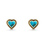 Heart Shaped Earring 8mm Twisted Rope Created Opal 925 Sterling Silver