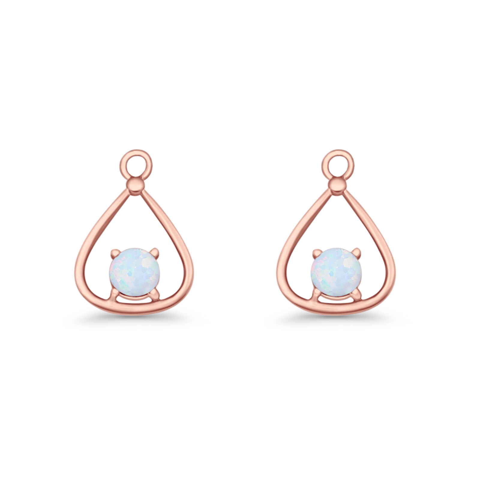 Pear 15.2mm Fishhook Earring Oxidized Round Lab Created Opal 925 Sterling Silver