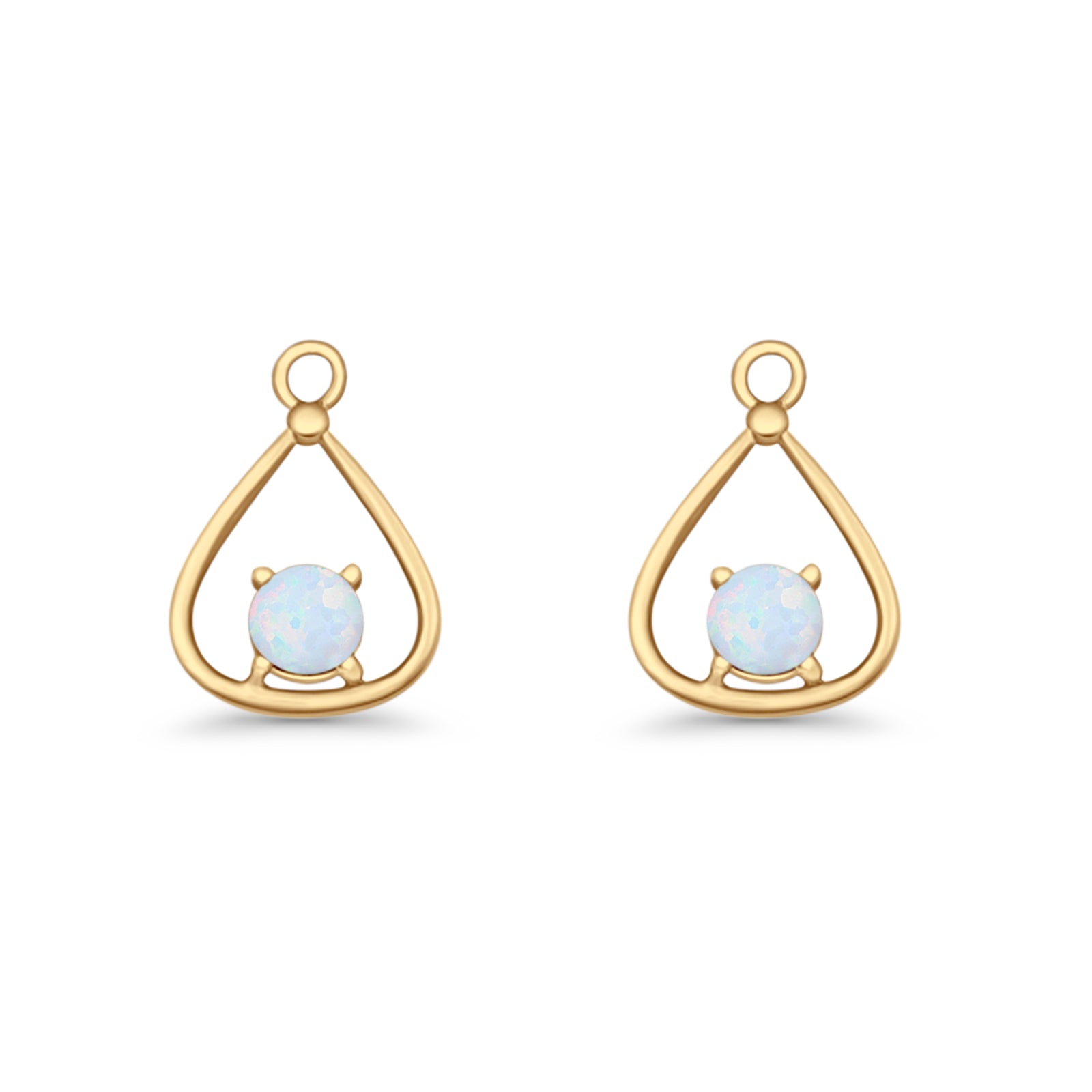 Pear 15.2mm Fishhook Earring Oxidized Round Lab Created Opal 925 Sterling Silver