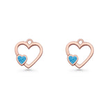 Heart Fishhook Earrings 13.2mm Lab Created Opal Oxidized 925 Sterling Silver