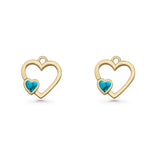 Heart Fishhook Earrings 13.2mm Lab Created Opal Oxidized 925 Sterling Silver