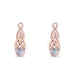 Round Lab Created Opal Trinity Dangle Fishhook Earring 925 Sterling Silver
