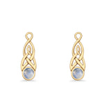 Round Lab Created Opal Trinity Dangle Fishhook Earring 925 Sterling Silver