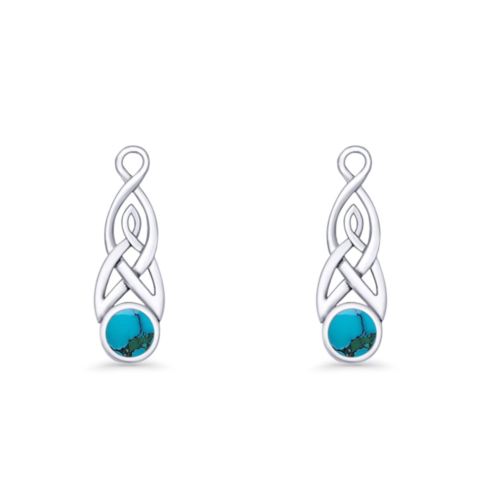 Round Lab Created Opal Trinity Dangle Fishhook Earring 925 Sterling Silver