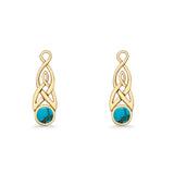 Round Lab Created Opal Trinity Dangle Fishhook Earring 925 Sterling Silver