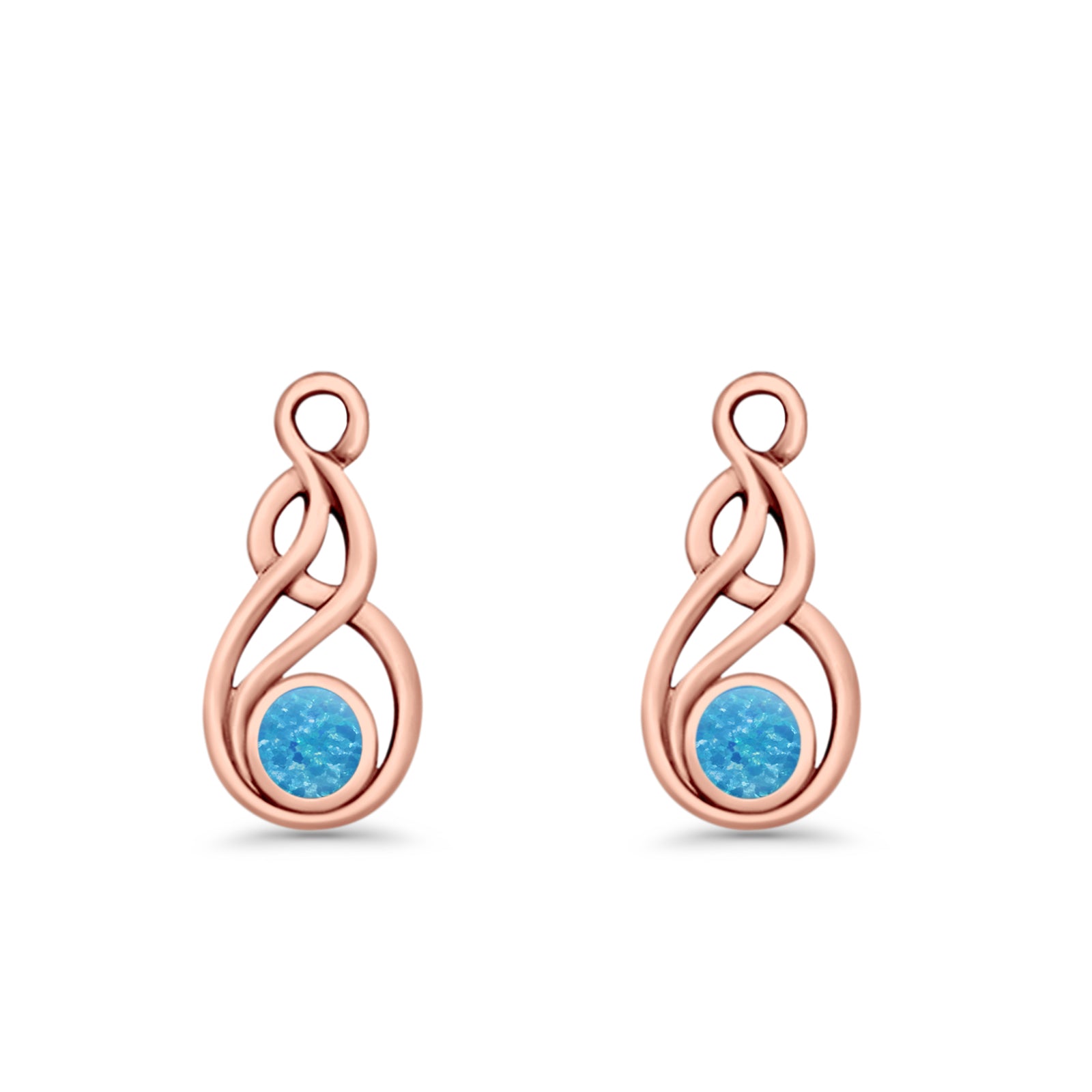 Round 21.5mm Twisted Loop Drop Fishhook Earring Oxidized Lab Created Opal 925 Sterling Silver