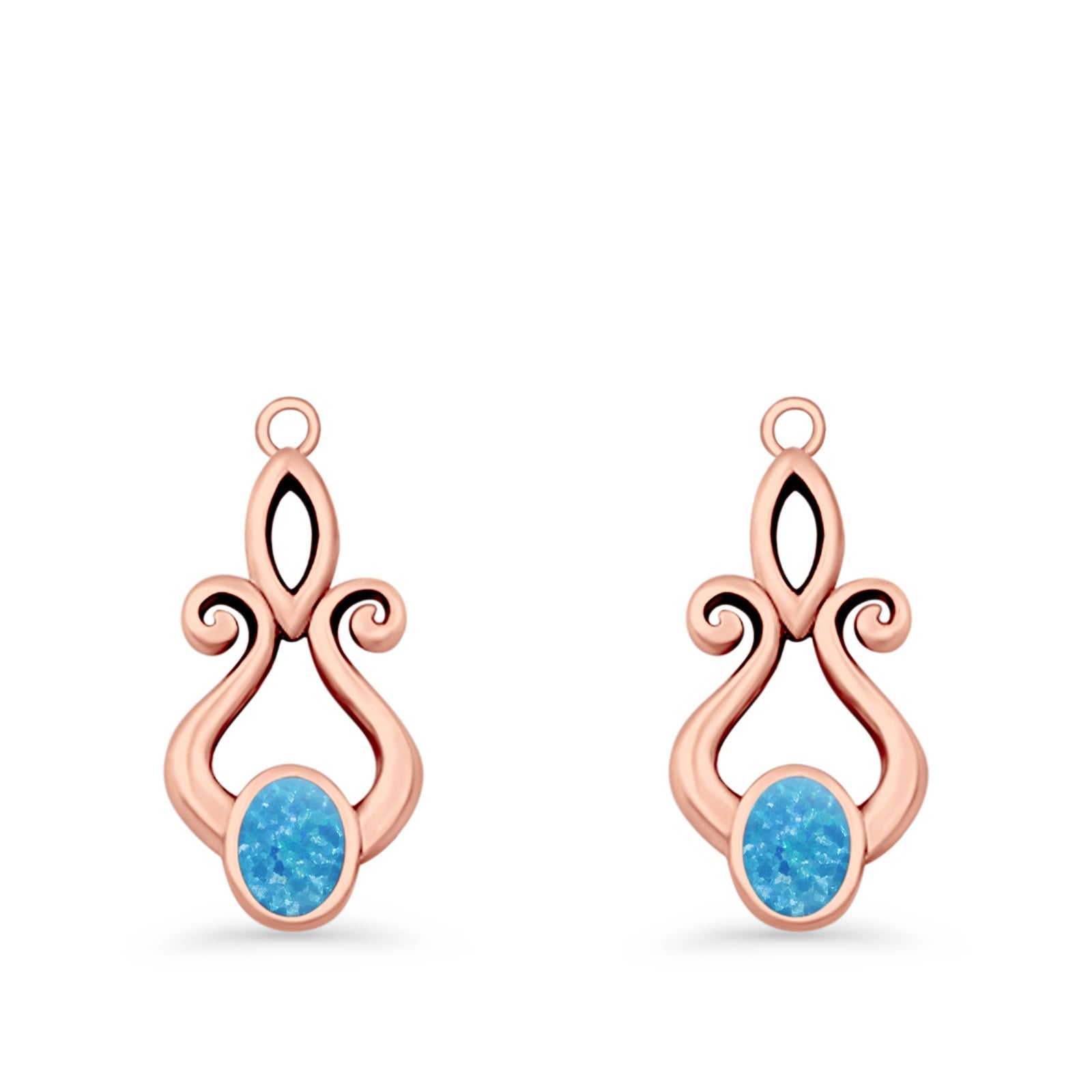 Oval Lab Created Opal 22.6mm Scroll Fishhook Earring 925 Sterling Silver