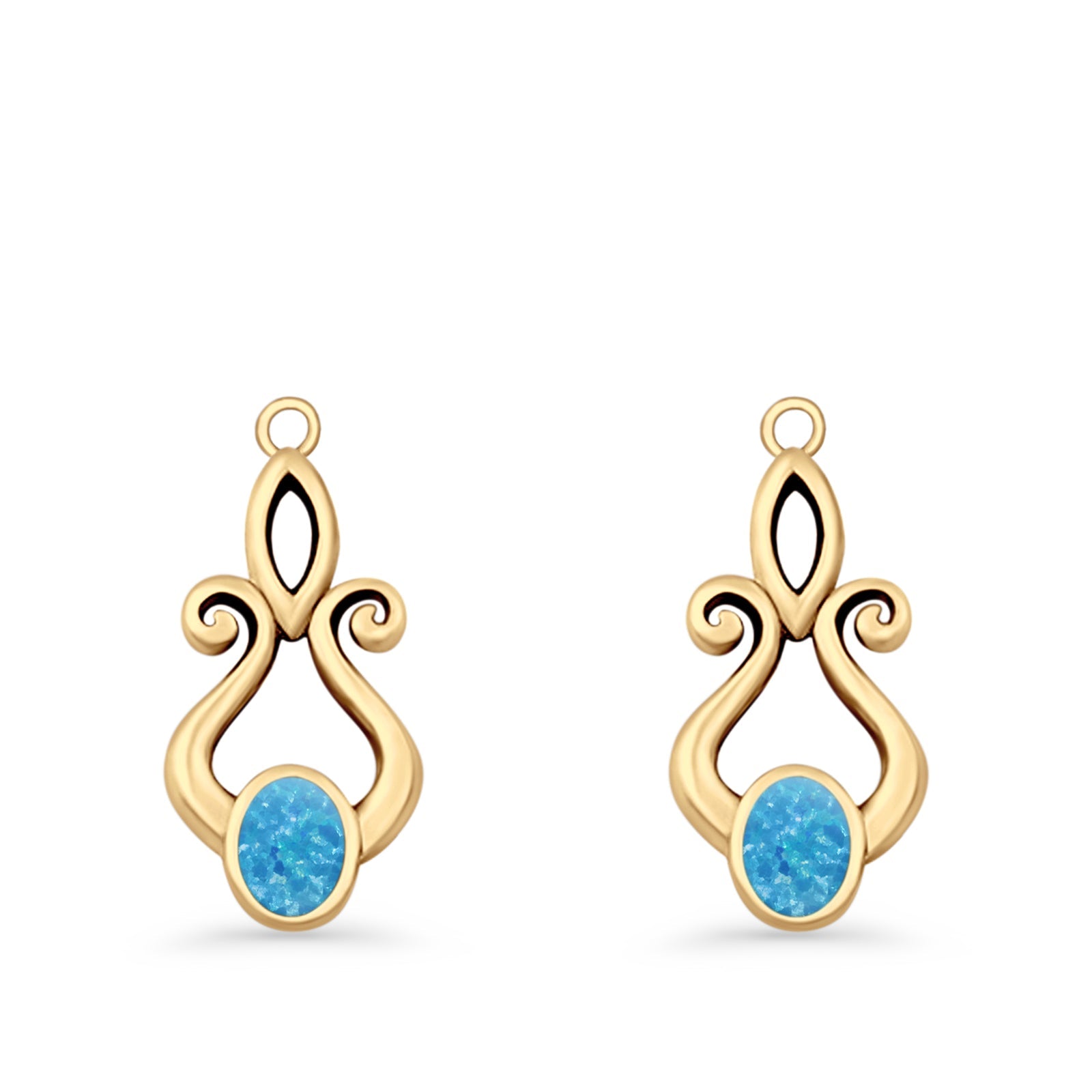 Oval Lab Created Opal 22.6mm Scroll Fishhook Earring 925 Sterling Silver