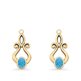 Oval Lab Created Opal 22.6mm Scroll Fishhook Earring 925 Sterling Silver