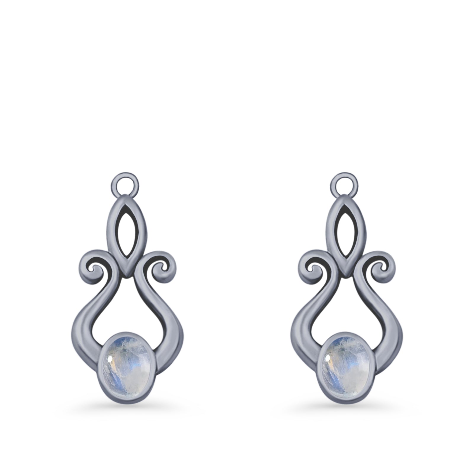 Oval Lab Created Opal 22.6mm Scroll Fishhook Earring 925 Sterling Silver