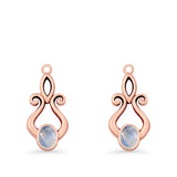 Oval Lab Created Opal 22.6mm Scroll Fishhook Earring 925 Sterling Silver