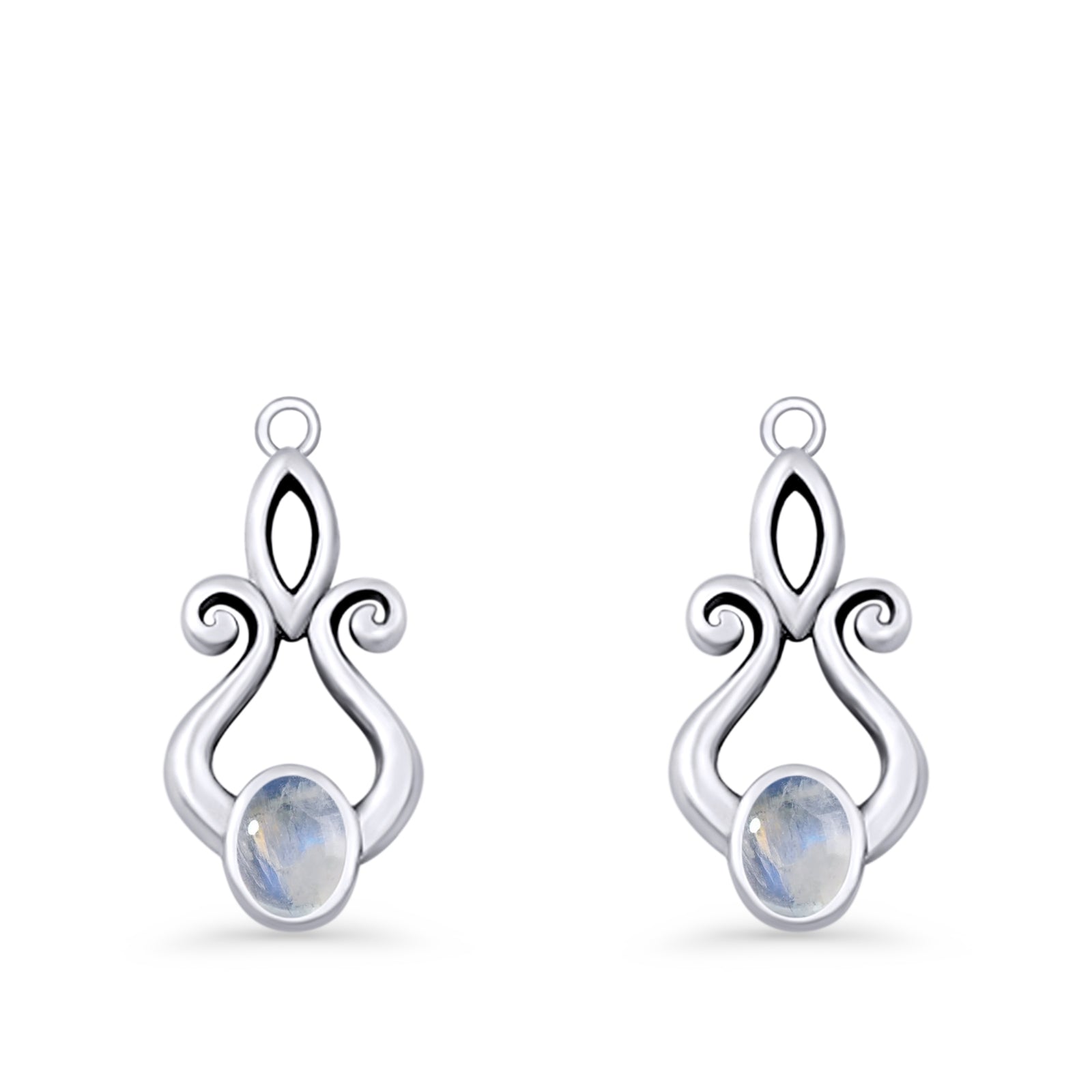 Oval Lab Created Opal 22.6mm Scroll Fishhook Earring 925 Sterling Silver