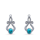 Oval Lab Created Opal 22.6mm Scroll Fishhook Earring 925 Sterling Silver