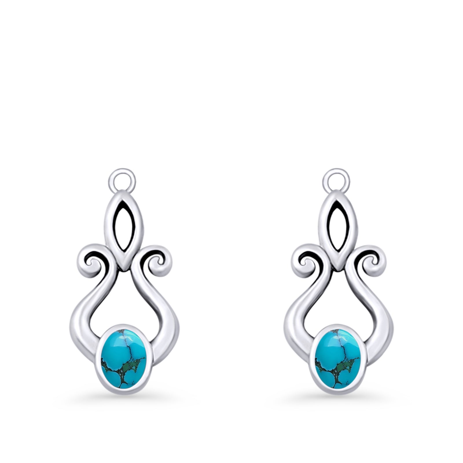 Oval Lab Created Opal 22.6mm Scroll Fishhook Earring 925 Sterling Silver