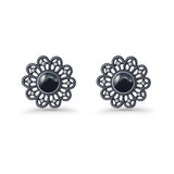 Flower Beaded 15.6mm Created Opal Stud Earring 925 Sterling Silver