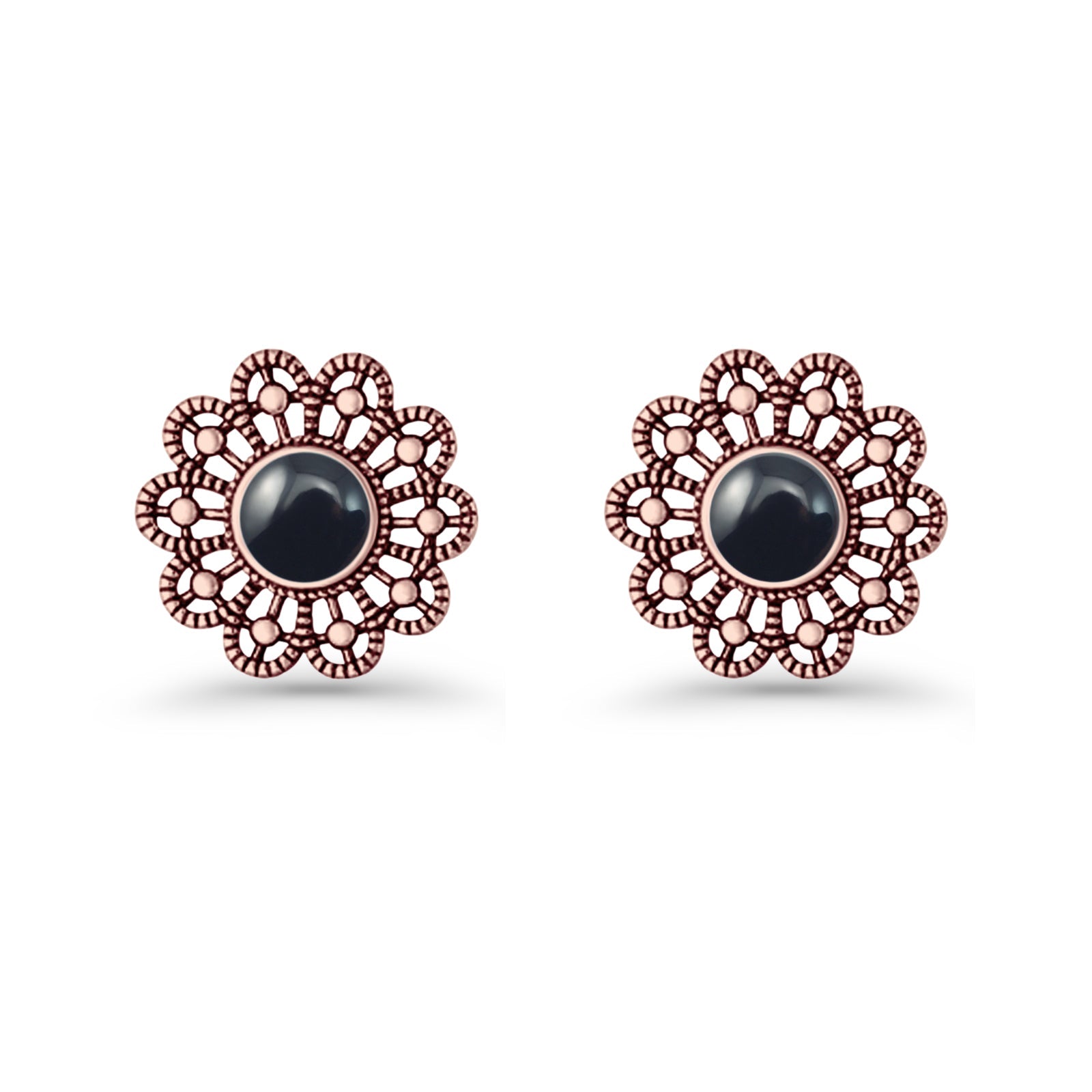 Flower Beaded 15.6mm Created Opal Stud Earring 925 Sterling Silver