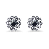 Flower Beaded 15.6mm Created Opal Stud Earring 925 Sterling Silver