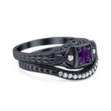 Two Piece Round Natural Stone Bridal Ring