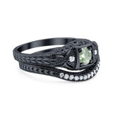 Two Piece Round Natural Stone Bridal Ring