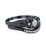 Two Piece Round Natural Stone Bridal Ring