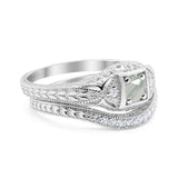 Two Piece Round Natural Stone Bridal Ring