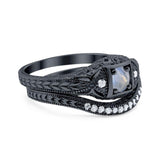 Two Piece Round Natural Stone Bridal Ring