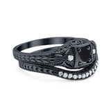 Two Piece Round Natural Stone Bridal Ring