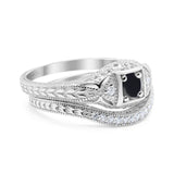 Two Piece Round Natural Stone Bridal Ring