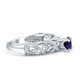 Art Deco Round Natural Stone Filigree Ring