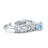 Art Deco Round Natural Stone Filigree Ring
