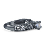 Art Deco Round Natural Stone Filigree Ring