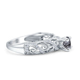 Art Deco Round Natural Stone Filigree Ring