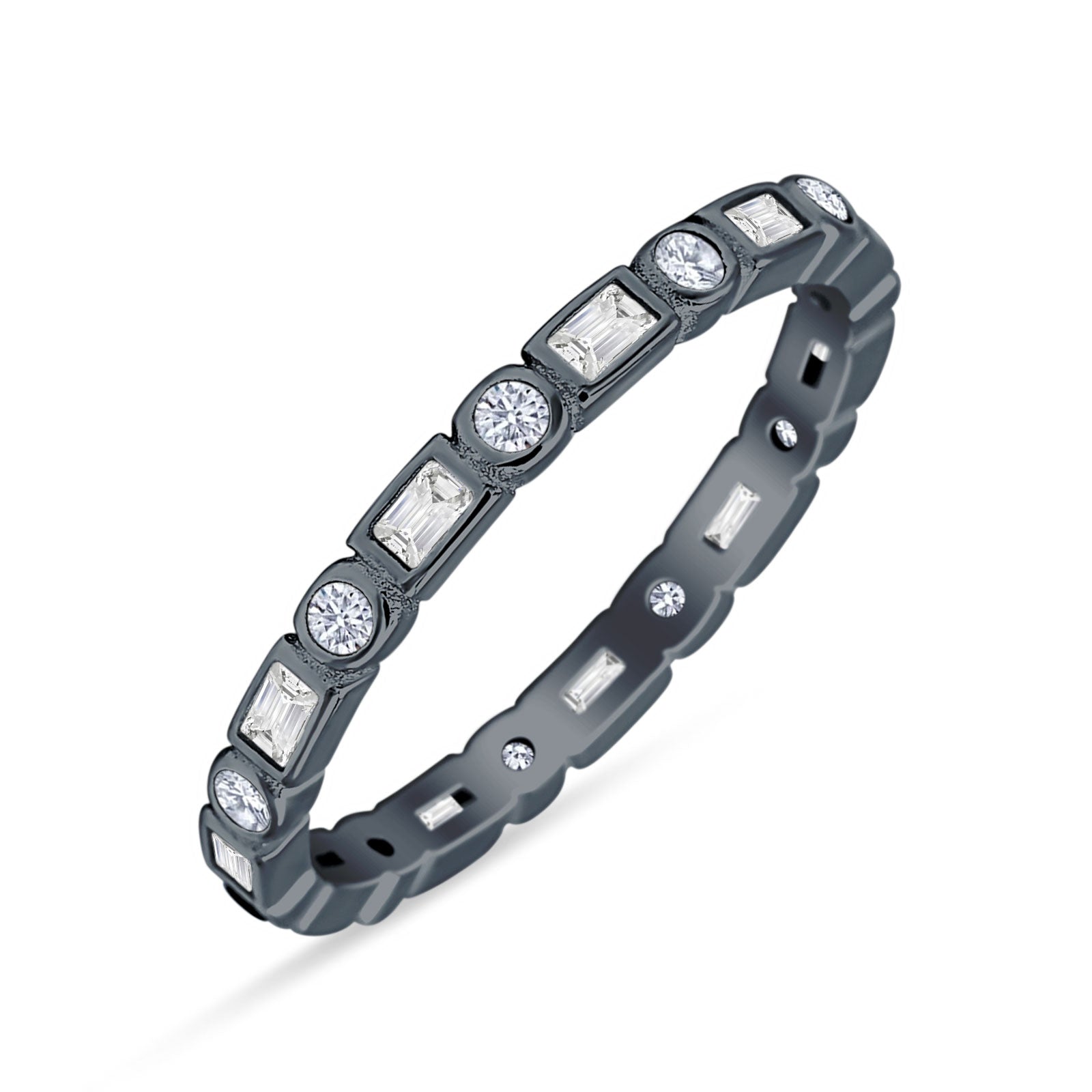 Minimalist 2.5mm Full Eternity Band Cubic Zirconia 925 Sterling Silver