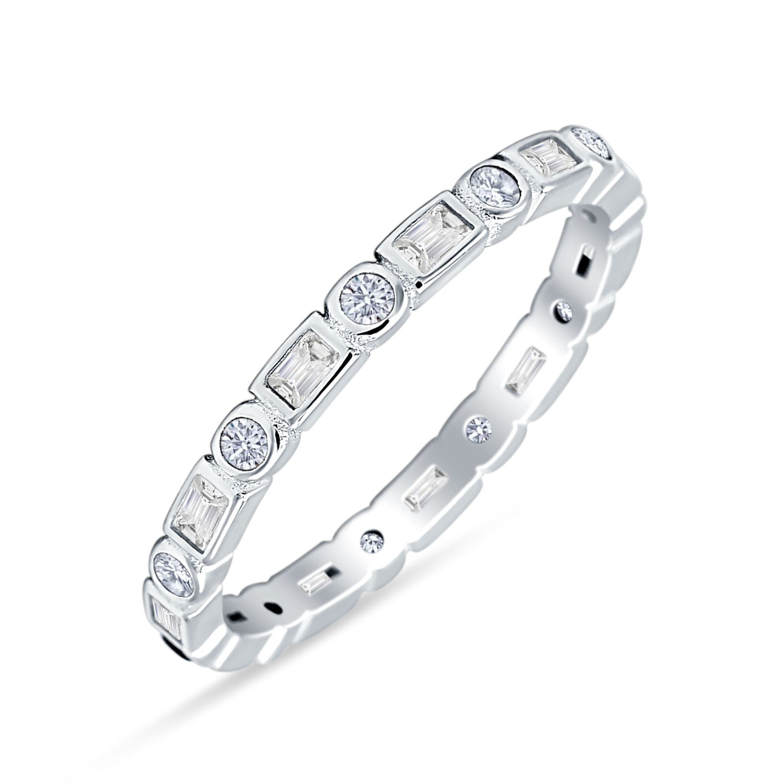 Minimalist 2.5mm Full Eternity Band Cubic Zirconia 925 Sterling Silver