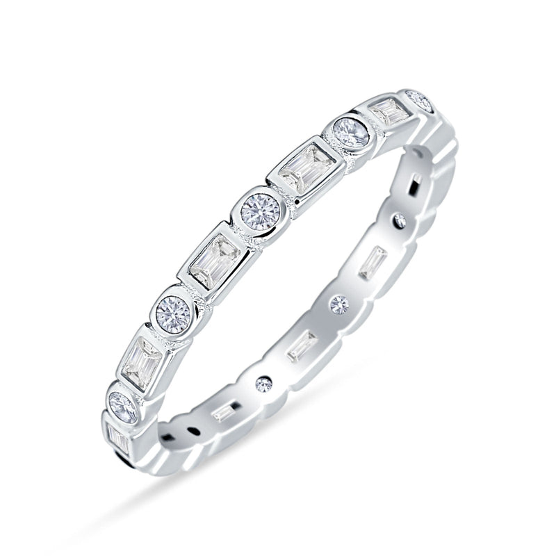 Minimalist 2.5mm Full Eternity Band Cubic Zirconia 925 Sterling Silver