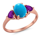 Three Stone Oval Natural Stone Trio Ring