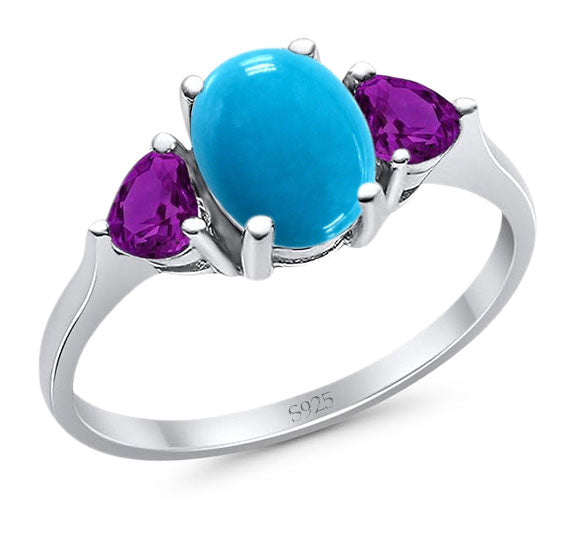 Three Stone Oval Natural Stone Trio Ring