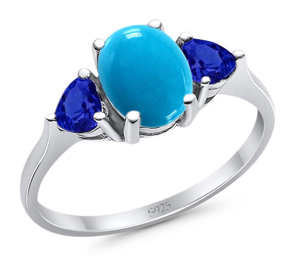 Three Stone Oval Natural Stone Trio Ring