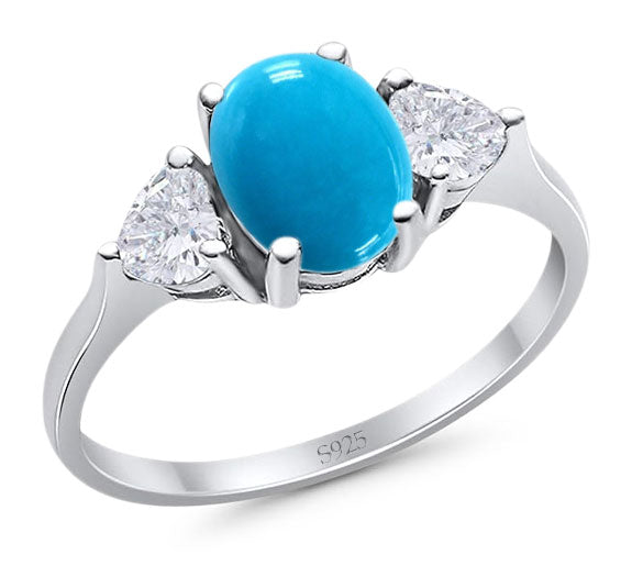 Three Stone Oval Natural Stone Trio Ring