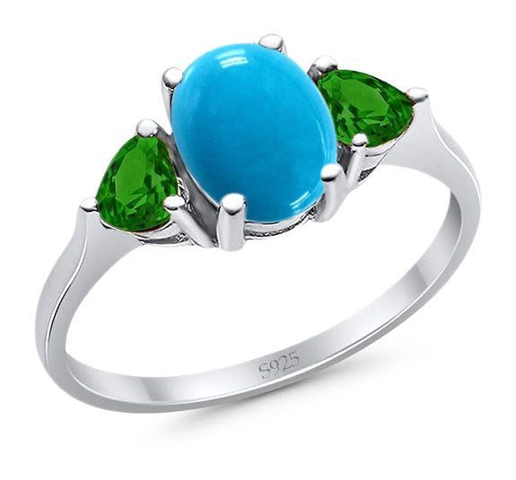 Three Stone Oval Natural Stone Trio Ring
