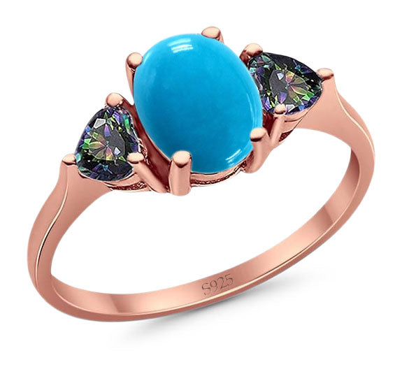 Three Stone Oval Natural Stone Trio Ring