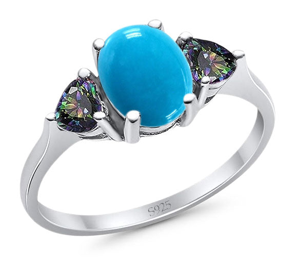 Three Stone Oval Natural Stone Trio Ring