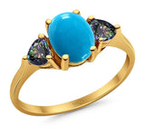 Three Stone Oval Natural Stone Trio Ring