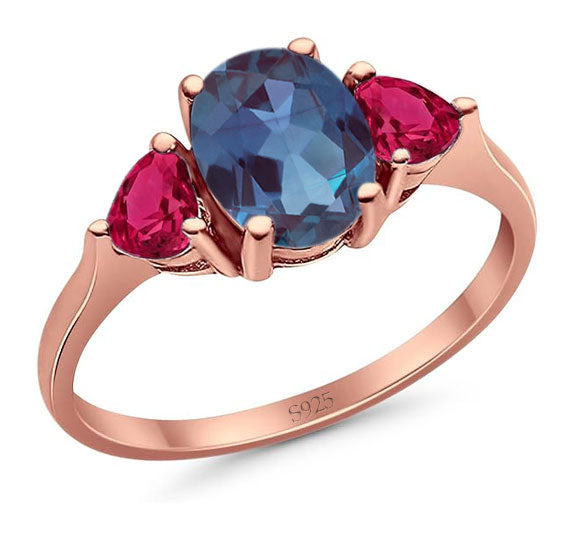 Three Stone Oval Natural Stone Trio Ring