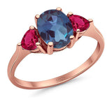 Three Stone Oval Natural Stone Trio Ring