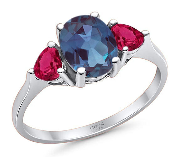 Three Stone Oval Natural Stone Trio Ring