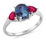 Three Stone Oval Natural Stone Trio Ring