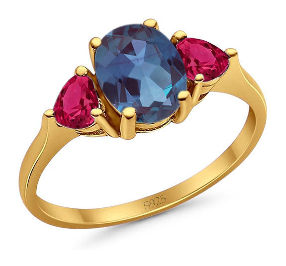 Three Stone Oval Natural Stone Trio Ring