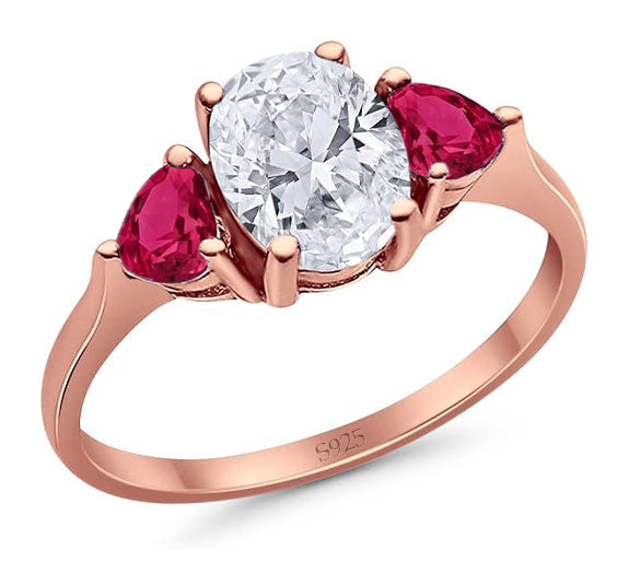 Three Stone Oval Natural Stone Trio Ring